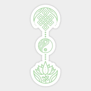 Spiritual Symbols - Yin Yang - Unalome - Lotus - Green Sticker